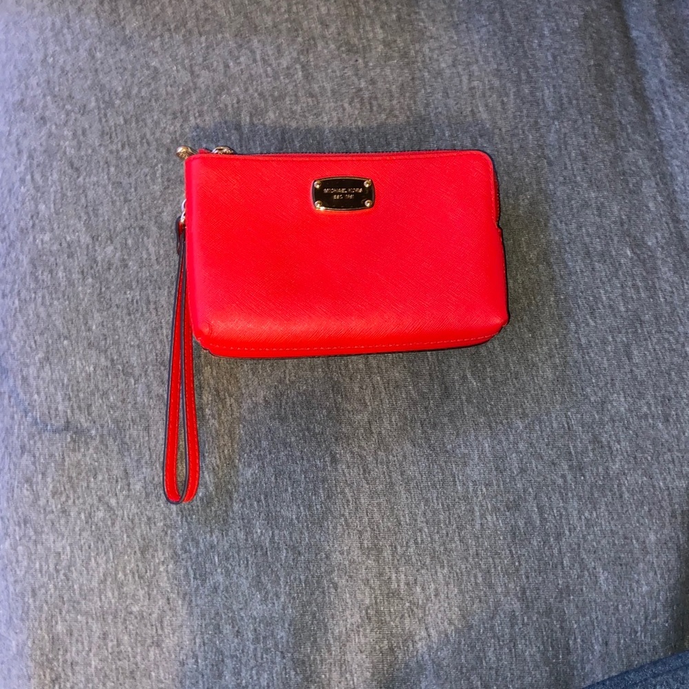 Michael Kors bright red wristlet